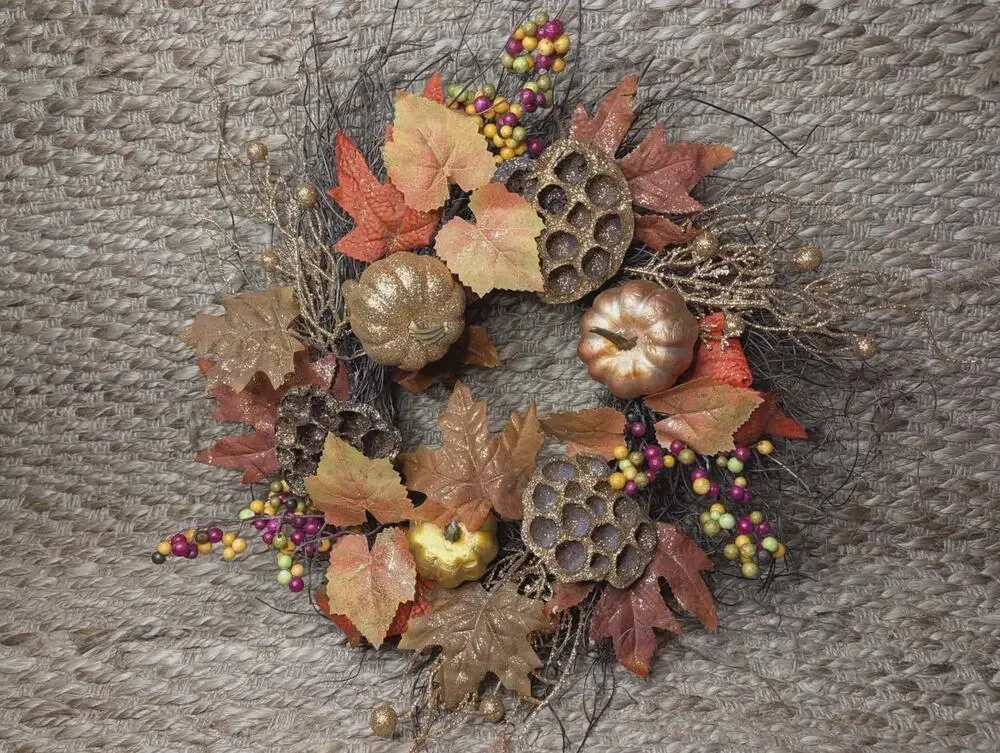 Autumn Fall WreathThanksgiving Halloween Front Door Decor Harvest Pumpkin 23
